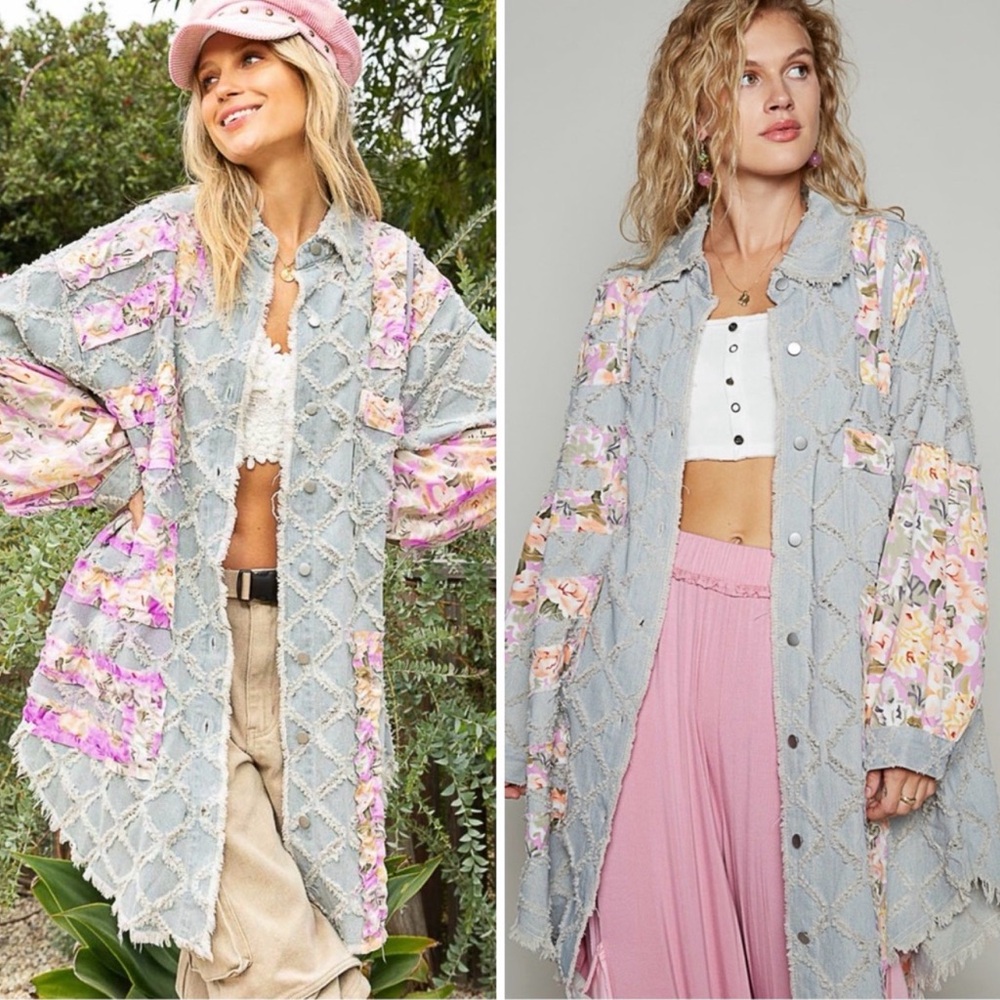 POL Pastel Patchwork Jacket L NWOT measurements on last pic Msrp $129 I paid $95 - Picture 3 of 5